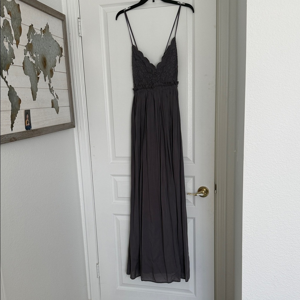 Wishlist Charcoal Lace Bodice Spaghetti Strap Maxi Dress